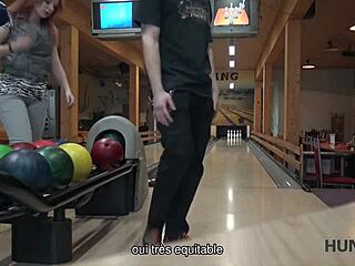 Hey this lucky guy picks up a young European teen for outdoor public sex in Czech bowling alley cuckold scene