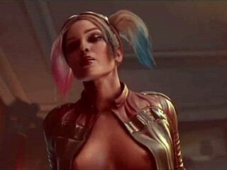 harley quinn appears in 3d animated fortnite scene