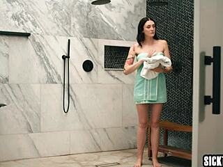 Oh Wow, Wet Charlotte Sins Pounds Her Ass On Big Dildo Before Fucking Roommate Hard!