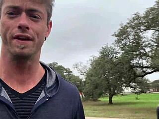 Intriguing outdoor blowjob leads to intense anal with big cock at rest stop while voyeurs watch cumshot on big tits