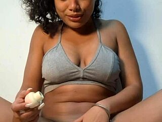 Colombian brunette with big clit masturbates solo using vibrator on tight wet pussy until squirting twice