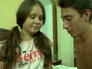 engaging with an 18 blonde teen 18+ in a casual bedroom setting