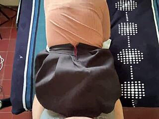 Amateur schoolgirl fucked doggystyle in skirt after class