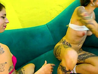 tattoo girls share bbc in interracial anal threesome atm with wild lesbians 🔥