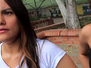 Two beautiful busty women join a gym training session that turns into passionate sex and a steamy threesome outdoors.