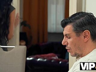 Hey, this sexy brunette thinks the whistle means time to suck that old cock in wild cheating action