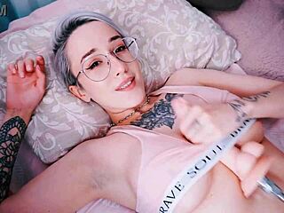 in this intense solo session, the cute short-haired teen takes on the fuckmachine for a wild titty fuck with toys