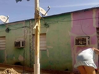 Horny Mexican Neighbor Can't Resist Peeking At My Big Curvy Latina Ass In Short Dress Flashing Outdoors