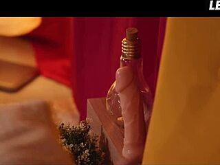 Taylor Sands and Kandy Kors dive into passionate lesbian encounters with kissing and toys, building to intense orgasms