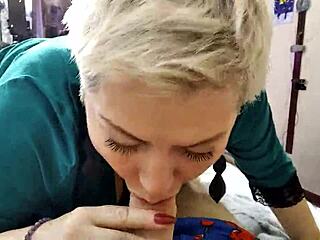 Blonde Cougar Sucks Huge Cock Passionately