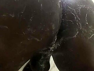 Damn, look at sexyjayla254 jerking off that huge black cock in the steamy shower!