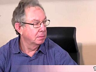 Petite blonde teen Rebecca offers pussy to old teacher