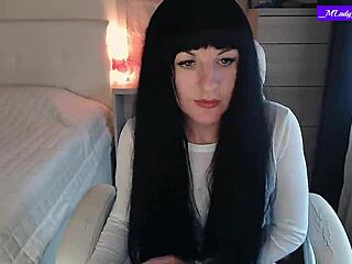 mlady jessy teases with chair strip and gentle clit caress