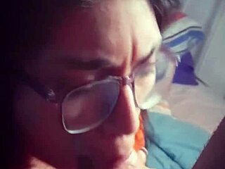 I feel so thrilled watching this slut with glasses give excellent blowjobs to her friend.