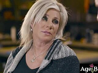 Older Woman Gagging On Young Man's Meat!