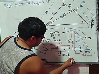 Nerdy asian teacher solves my bedroom math triangle