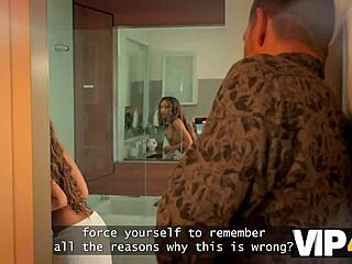 tension erupts as young latina seduces older european stud into wild taboo sex