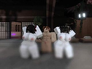 Roblox slut and friend creampie threesome pounding