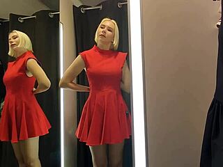 hey, trying on see-through outfits at the mall flashing everything!