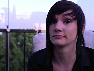 brunette goth babe contrasts with fingering her small tits partner to shared orgasm bliss