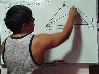 Nerdy asian teacher solves my bedroom math triangle