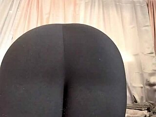 Chubby Legs Spread in Tight Leggings and Thong Tease