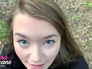 Hot Teen 18+ Outdoor POV Blowjob Cumshot