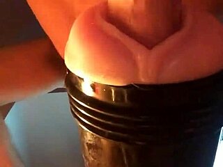 Amateur pounds fleshlight with massive cock