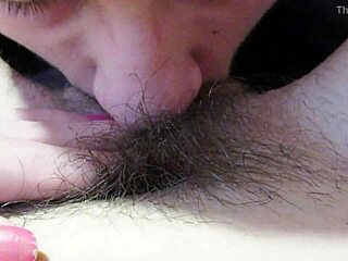 close up big clit lick suck hairy girlfriend squirt orgasm