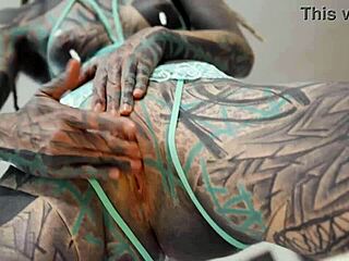 Heavily Tattooed Girl Experiences Intense Bedroom Action With Bed Bent Over Positions