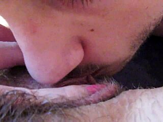 close up big clit lick suck hairy girlfriend squirt orgasm