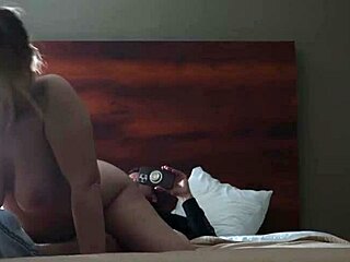 Hotel pickup wife rides to rough creampie orgasm