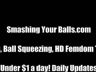 two mistresses tease with intense ball play session