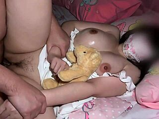 dropping off friend's tight shaved pussy for creampie