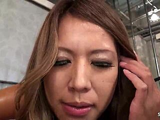 Tanned Japanese beauty's tight pussy creampied in raw JAV