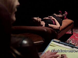 bound lesbian slave screams from rough anal fingering domination