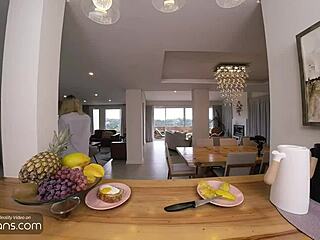 VRB busty blonde latina shemale wife sloppy blowjob deepthroat cowgirl ride!