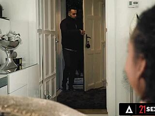 Hot ebony romy indy feet fucked hard during interracial sex