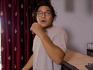 beautiful babe settles rent debt pleasing older landlord