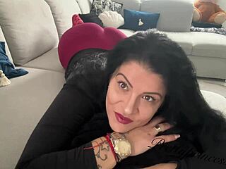 Latina milf pushes farting expressions with real effort