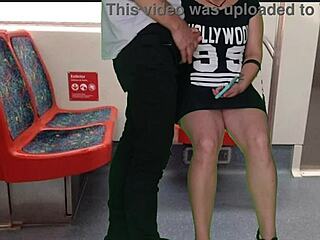 Girl in dress no panties jerks stranger on train?