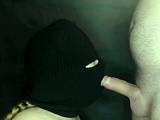step sister's balaclava hides face as she deepthroats my cock sloppy