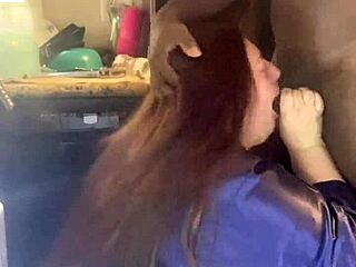 bbw whore slurps sloppy on massive black cock in steamy interracial session