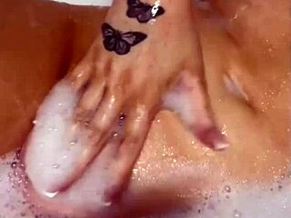 horny british slut masturbates wildly in shower