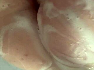 horny british slut masturbates wildly in shower