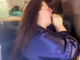 bbw whore slurps sloppy on massive black cock in steamy interracial session