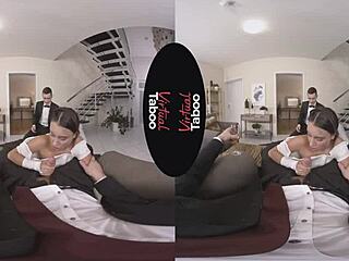 taboo brunette shaves pussy for hardcore blowjob handjob!