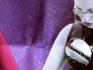 Findom Goaldigger's Latex Bitch Dances in Garter Belt Glasses