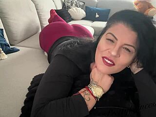 Latina milf pushes farting expressions with real effort