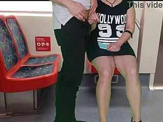 Girl in dress no panties jerks stranger on train?